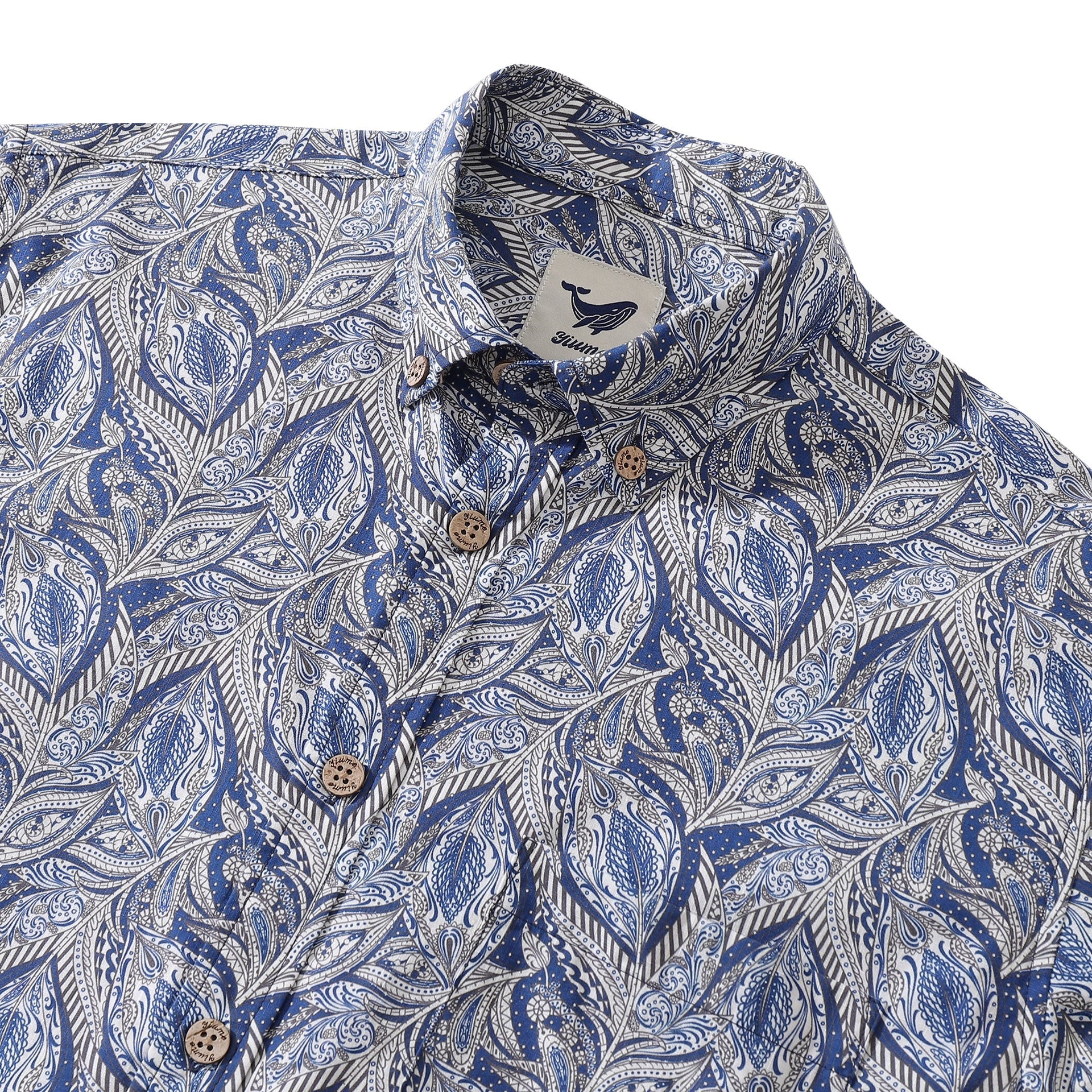 Men's Elm Tree Print Long Sleeve Cotton Hawaiian Shirt