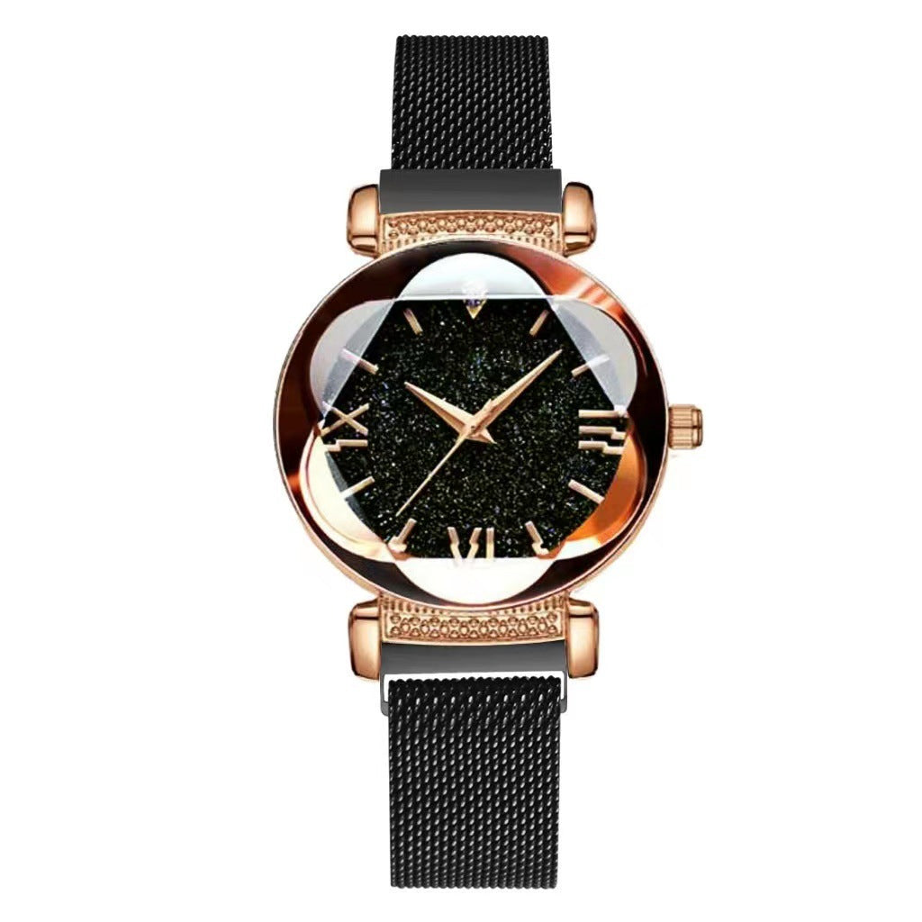 Magnetic-steel Starry Sky Roman-style Women's Watch With Versatile Milanese Strap