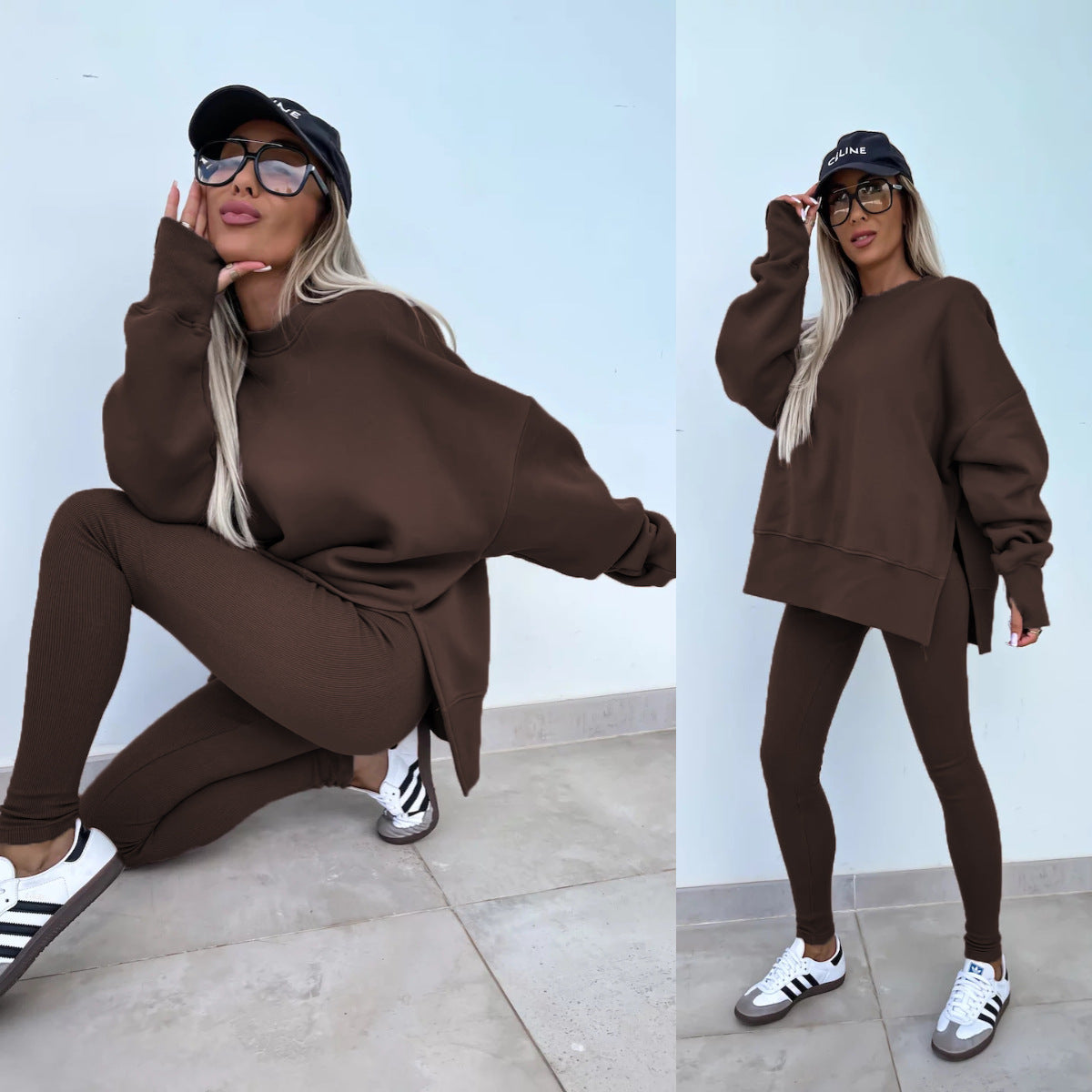 Women's Oversized Fleece Sweatshirt & Leggings Set