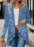 Women's Floral Print Open-Front Cardigan – Long Sleeve Boho Kimono Jacket