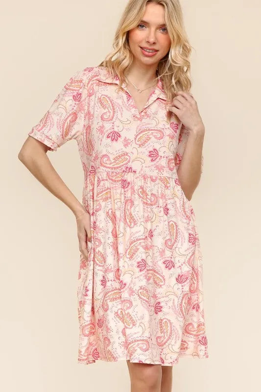 Women's Paisley Print Knit Fit and Flare Dress