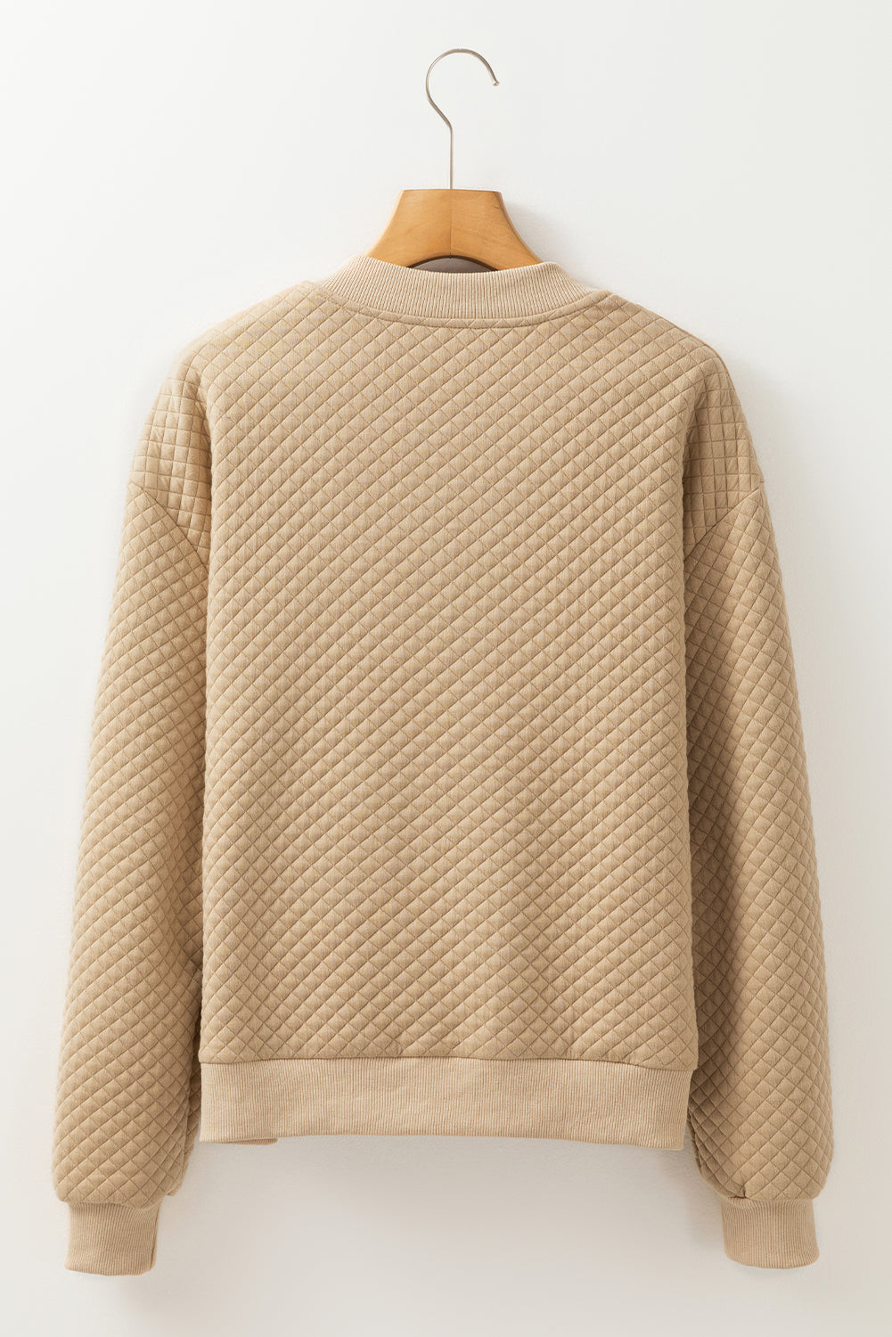 Pale Khaki Textured Baseball Collar Jacket