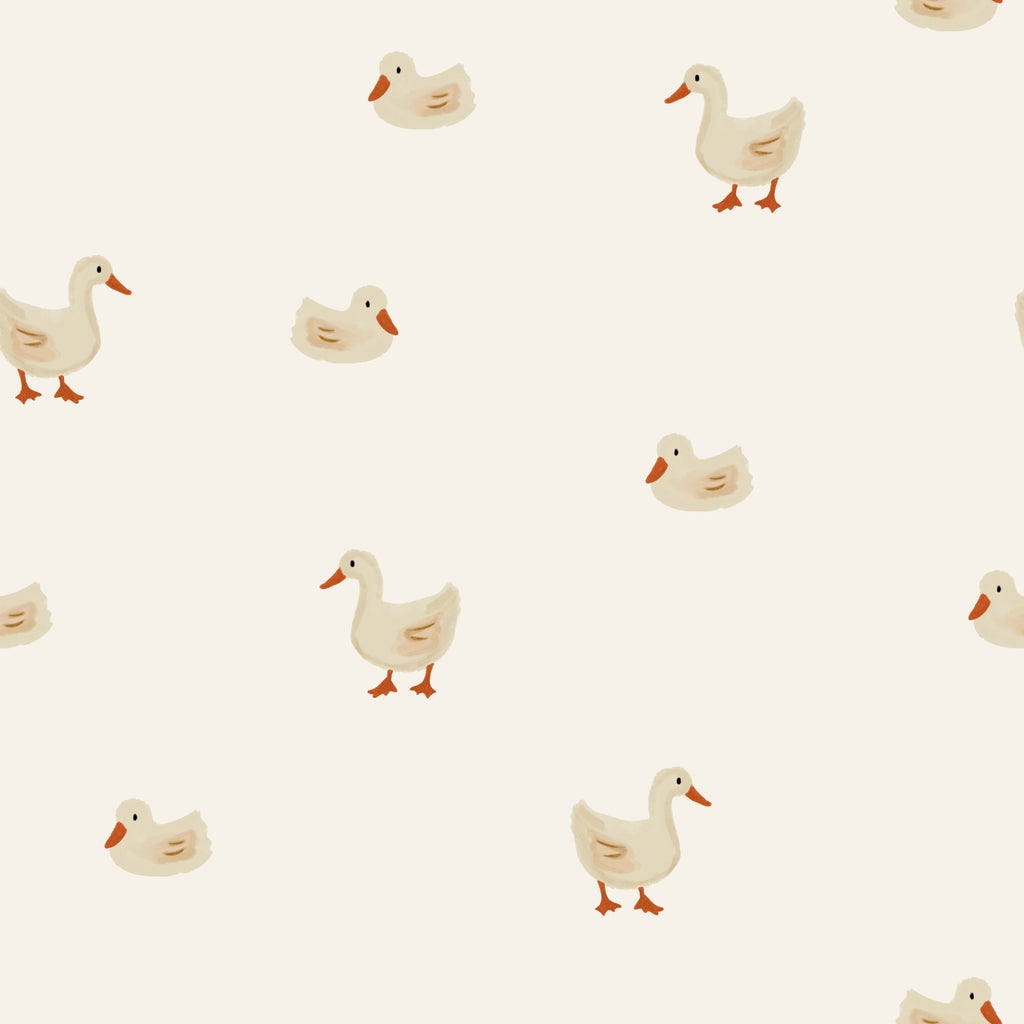 Daffy Whimsical Peel and Stick Wallpaper in Off-White and Orange