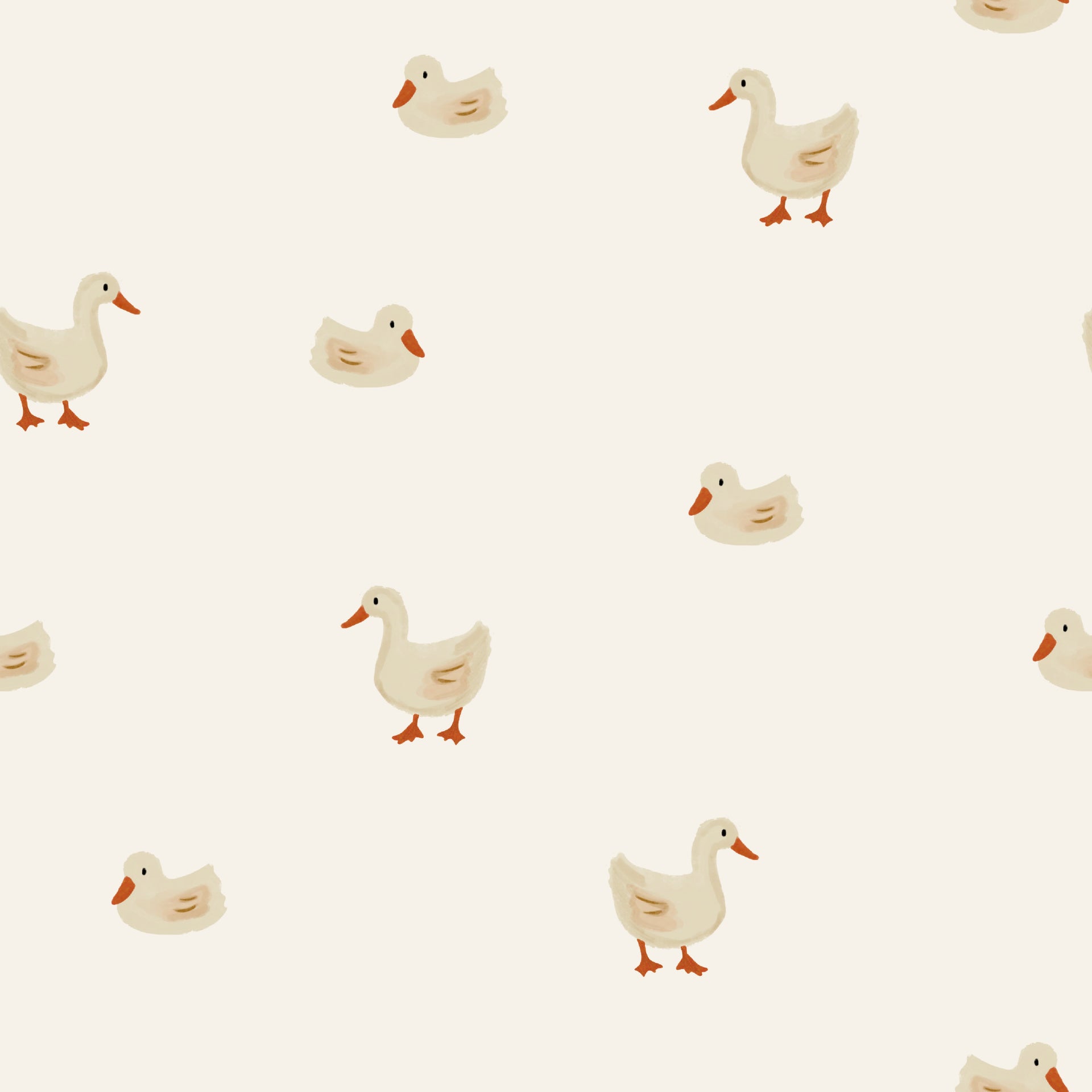 Daffy Whimsical Peel and Stick Wallpaper in Off-White and Orange