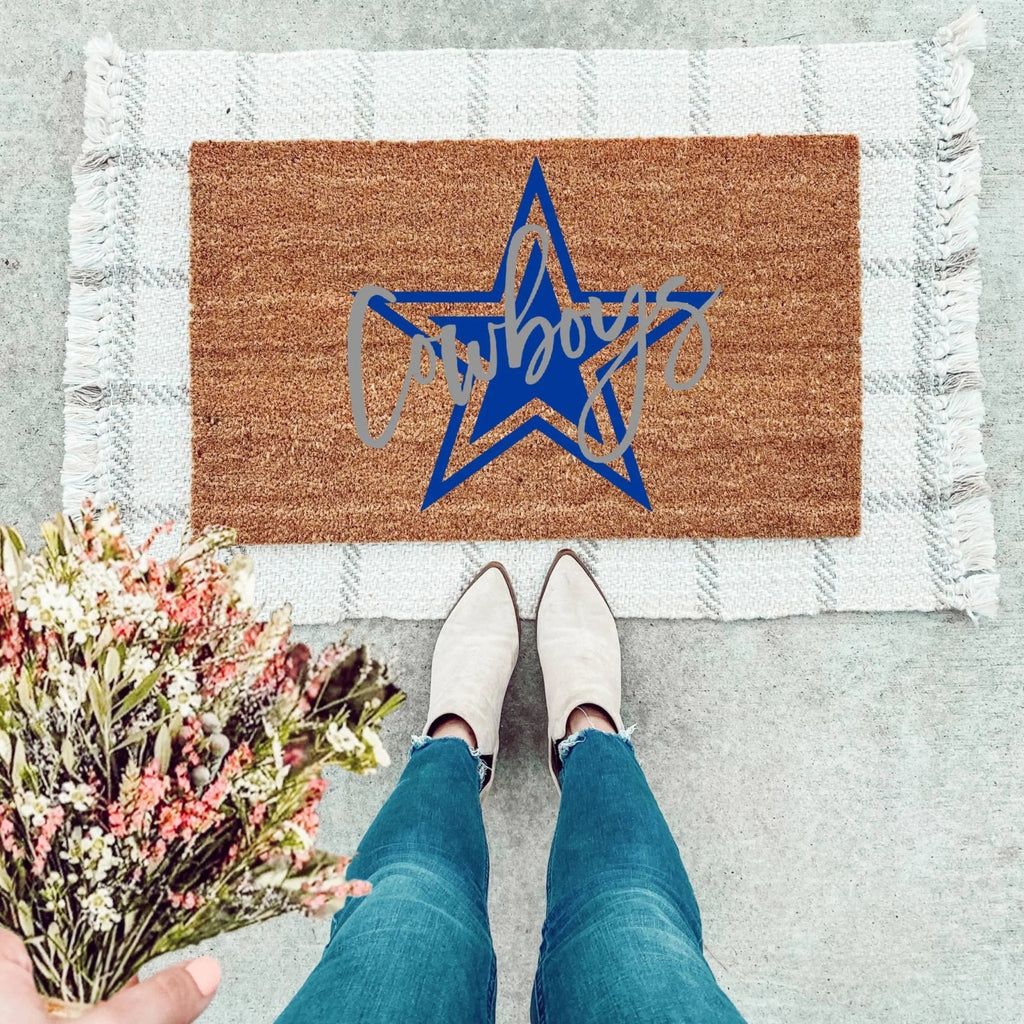 Dallas Cowboys team logo doormat for front porch entryway decor