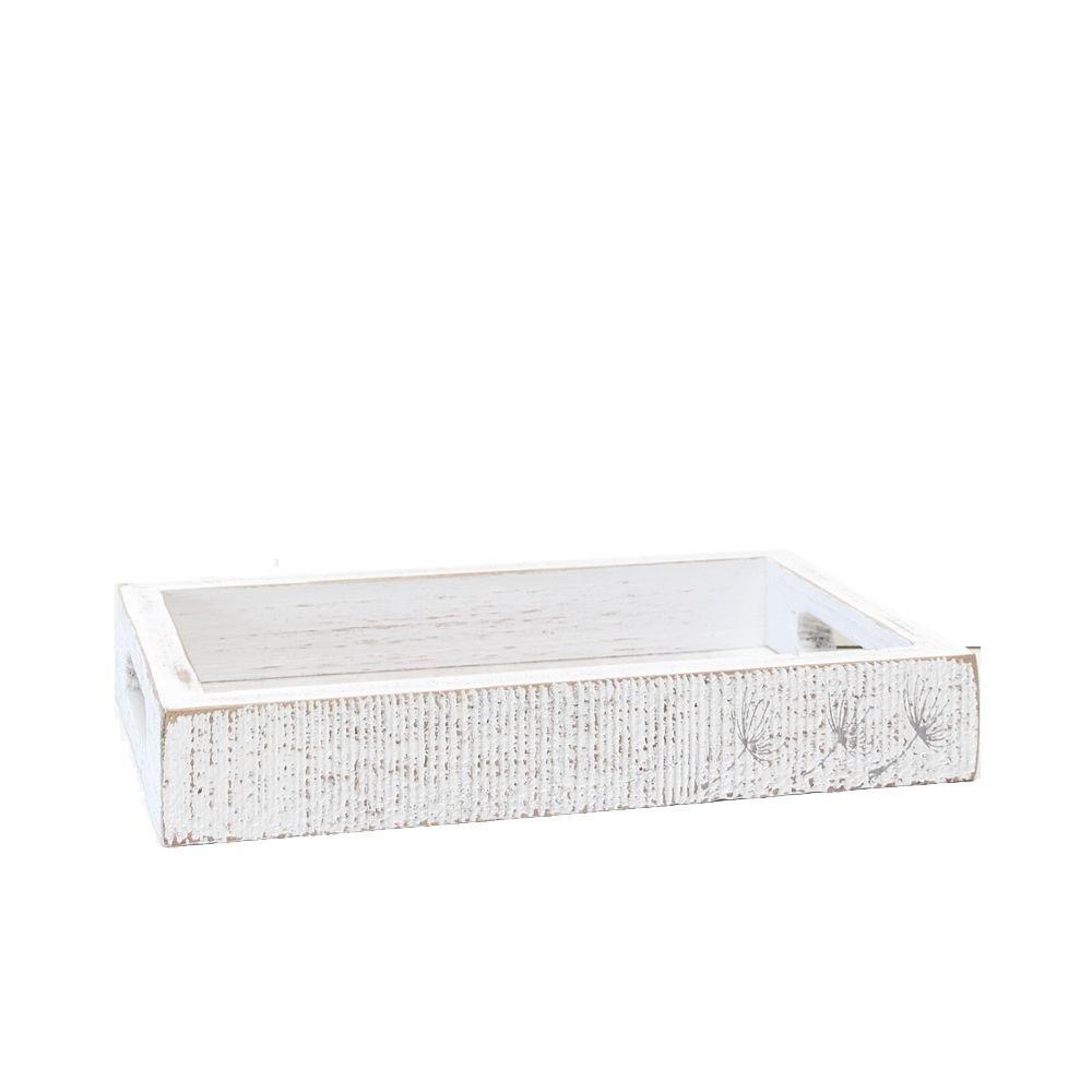 White Wash Wooden Decorative Tray with Dandelion Print Farmhouse - Image 13