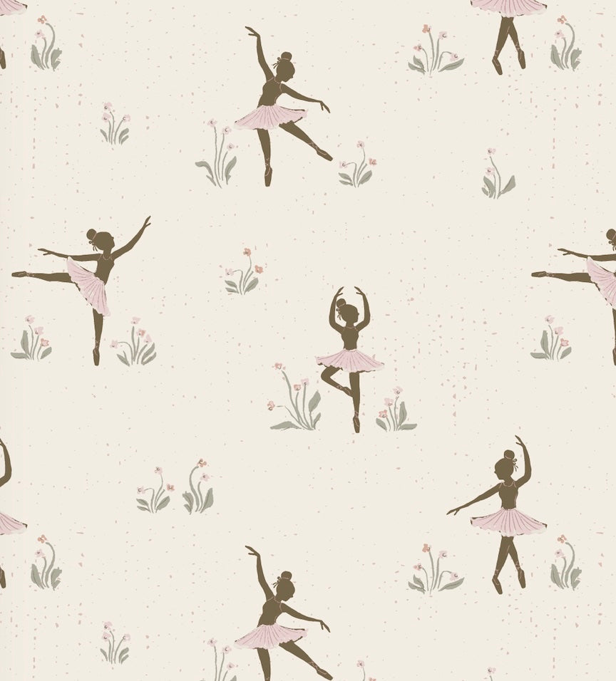 Allegra Whimsical Wallpaper - Cream, Dusty-Rose, and Sage-Green
