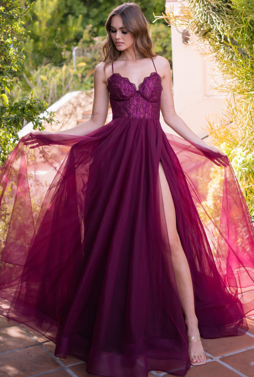 Dani Gown - Mulberry - Lace & Tulle A-line Dress