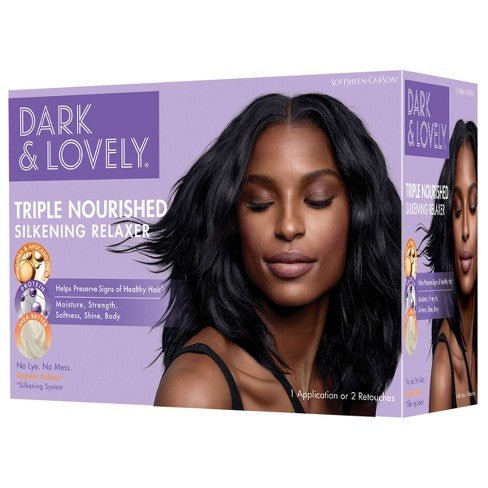 Dark & Lovely Triple Nourished Silkening Relaxer box packaging
