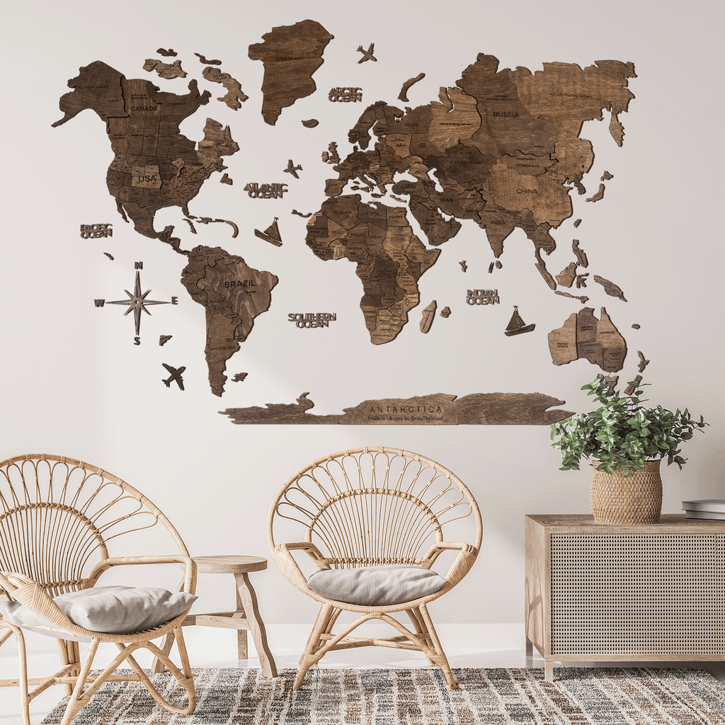 Antarctica Map Addition Natural Colors Minimalist Decor