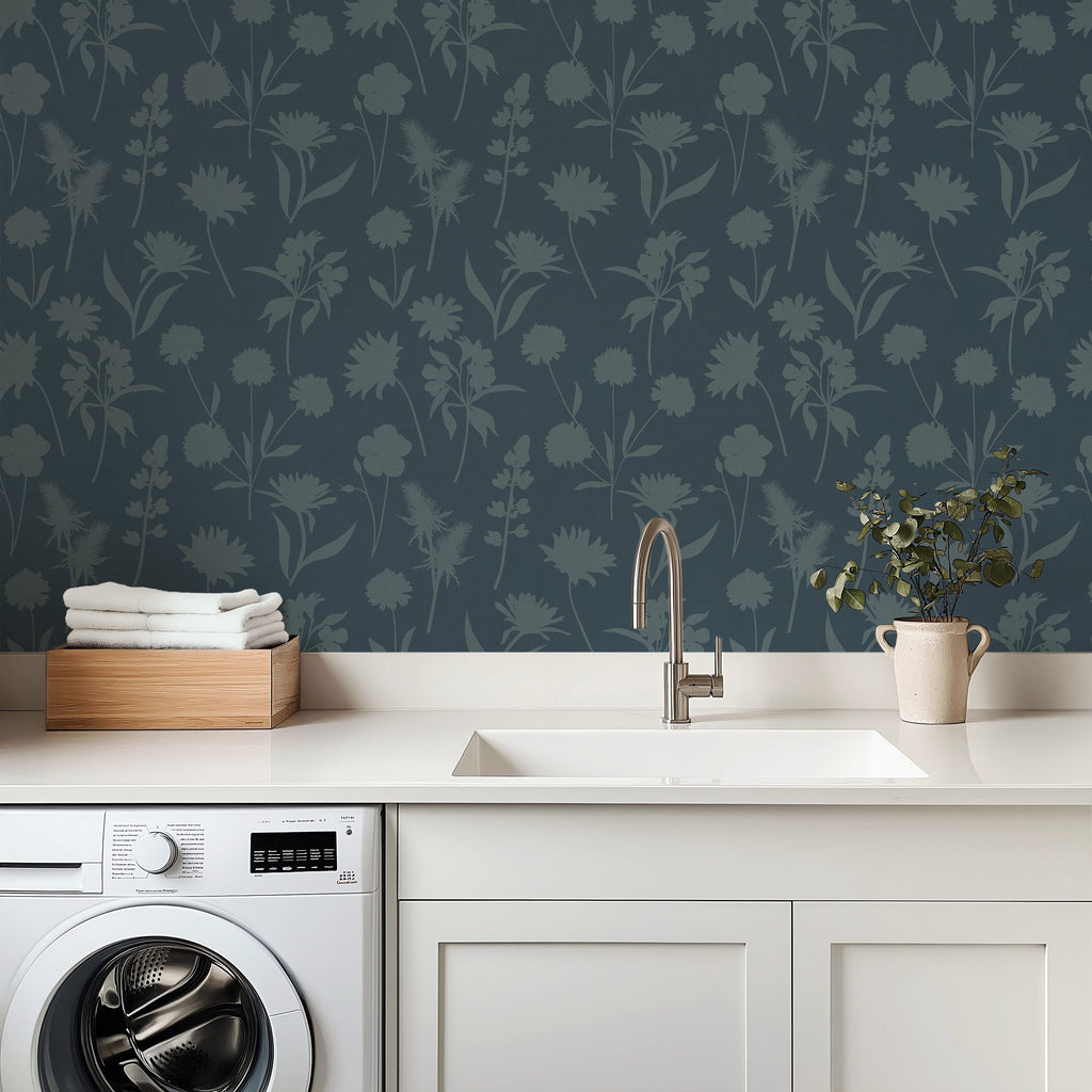 Gwyneth Botanical Floral Peel and Stick Wallpaper in Green and Beige