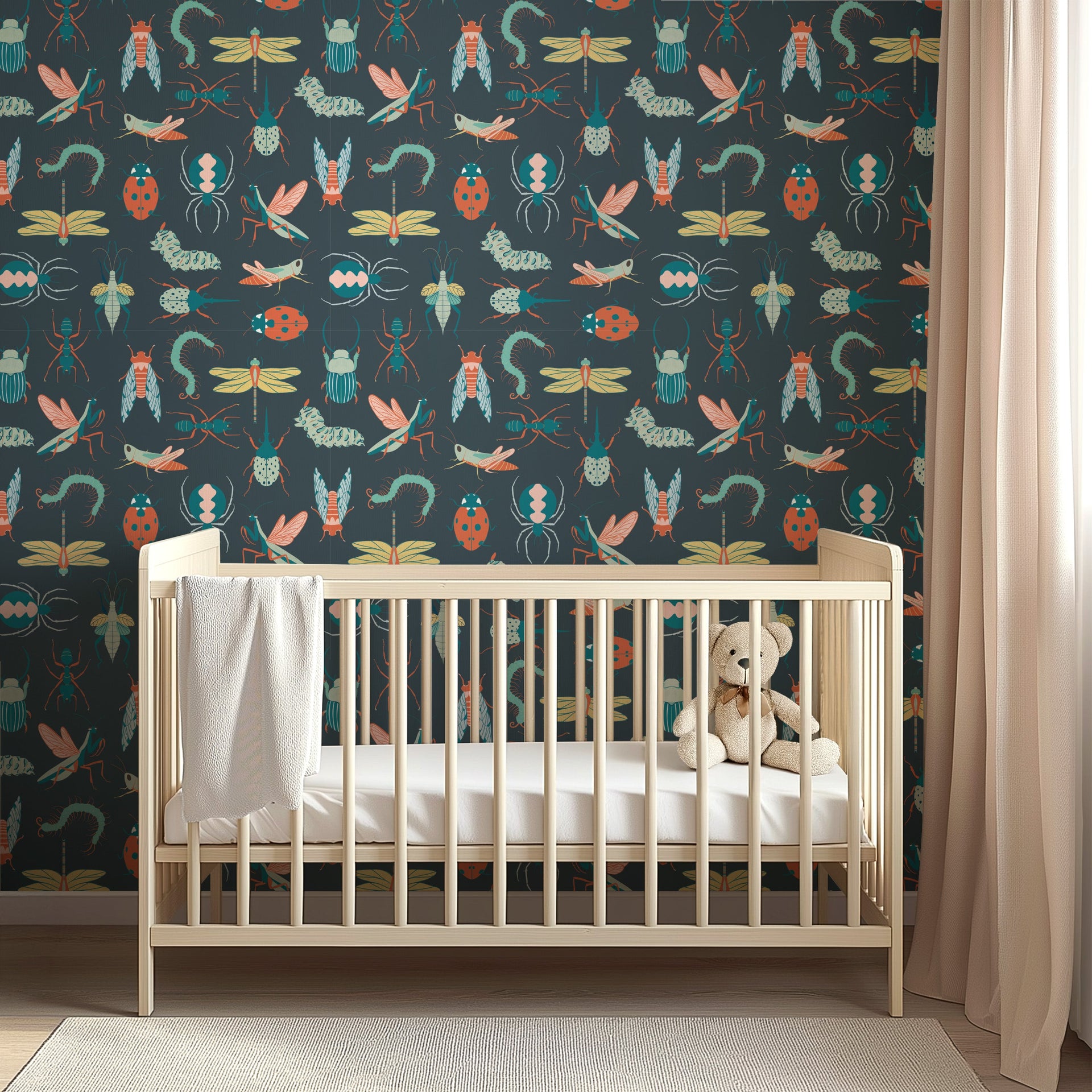Flick Whimsical Nature-Inspired Removable Wallpaper, Sage Green