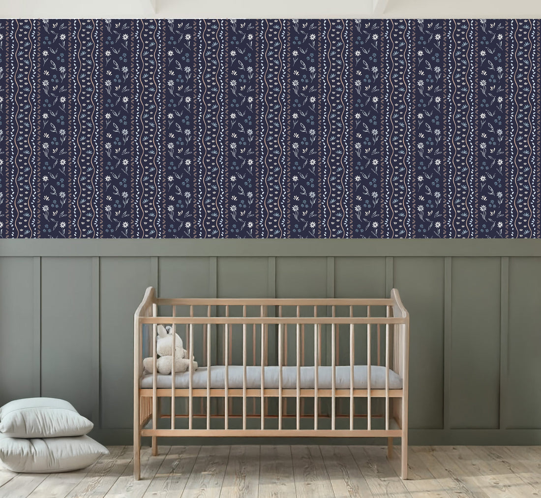 Brighton Floral Wallpaper in Terracotta Sage Green and Off-White