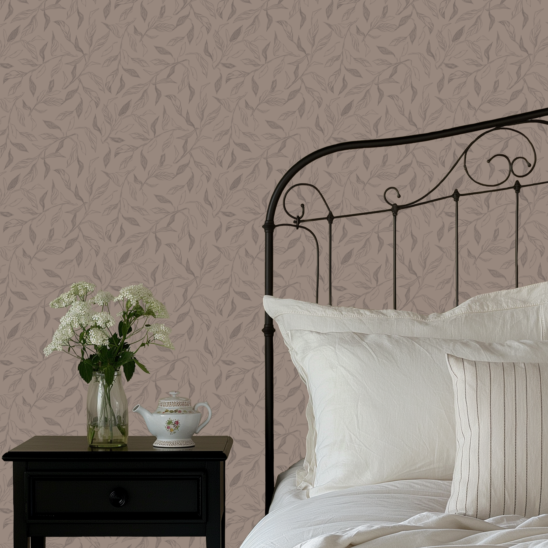 Swift Patterned Wallpaper in Green, Blue and Taupe