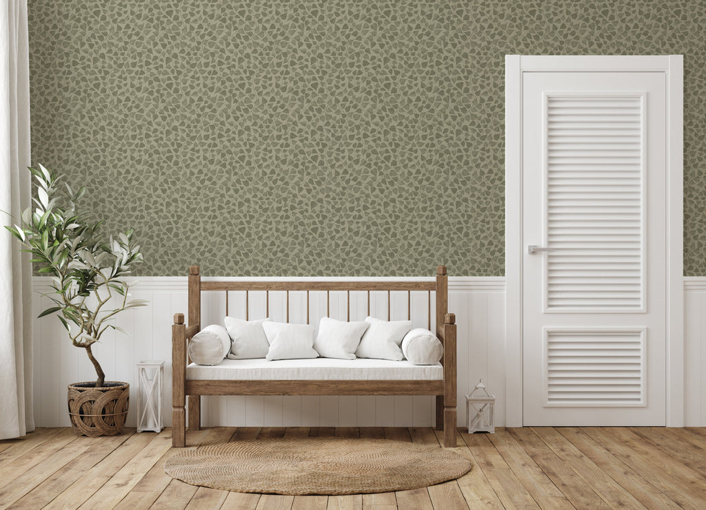 Iveline Floral Removable Wallpaper in Blue, Beige and Green