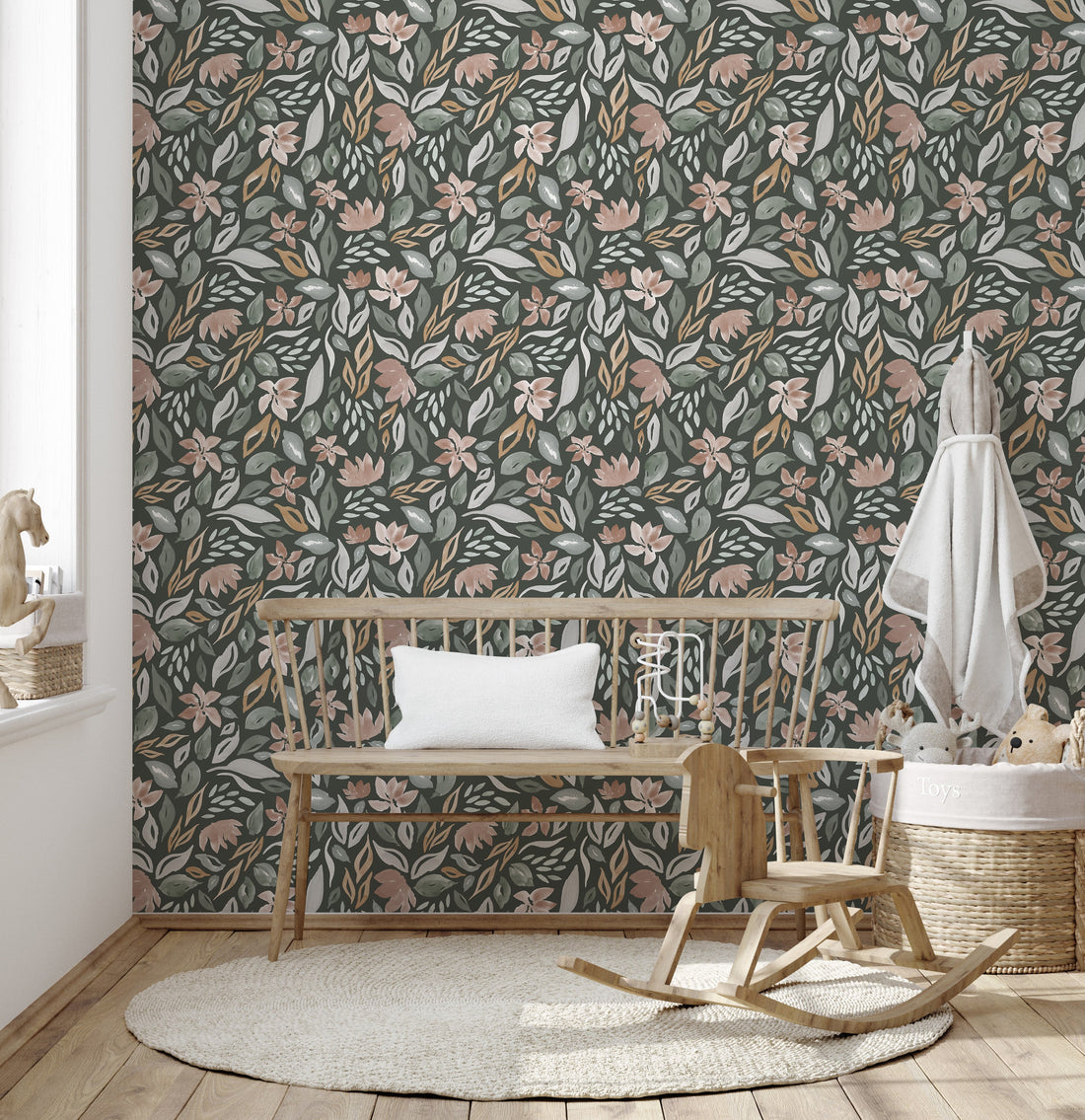 Daley Floral Removable Wallpaper in Sage Green and Terracotta
