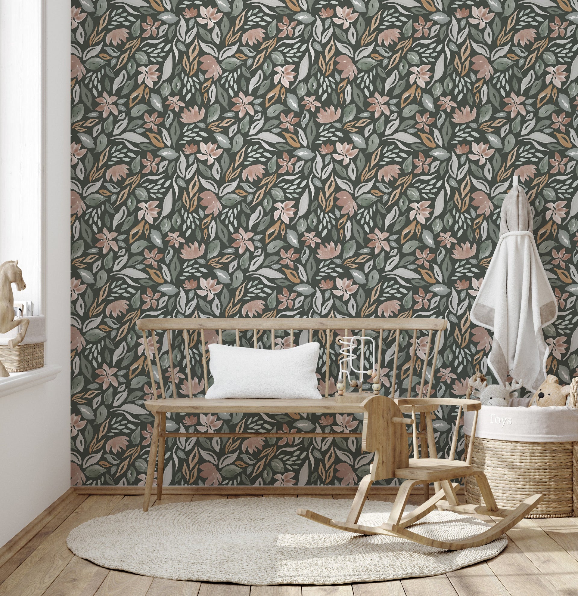 Daley Floral Removable Wallpaper in Sage Green and Terracotta