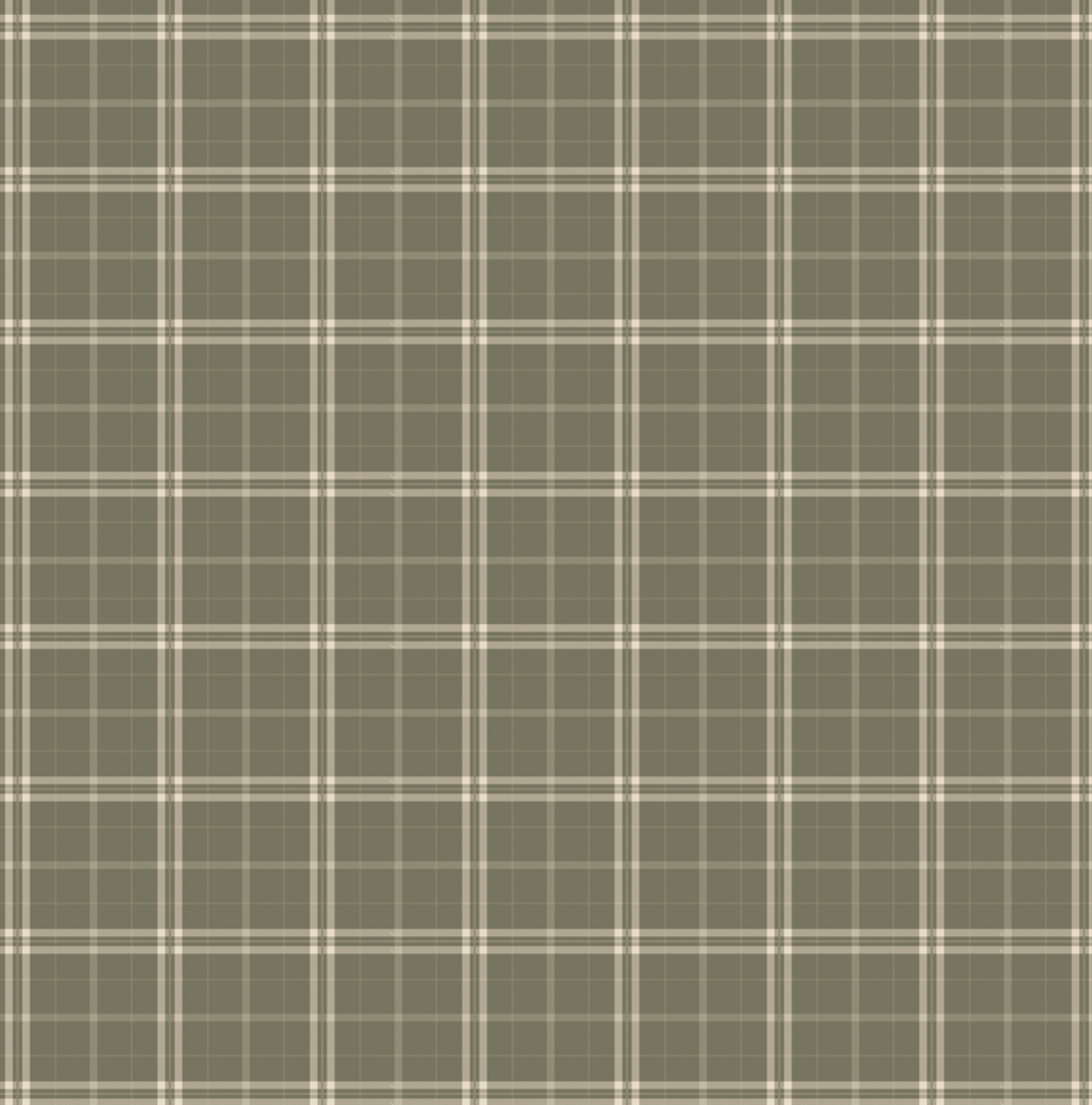 Alcott Plaid Wallpaper in Olive Green and Cream Farmhouse