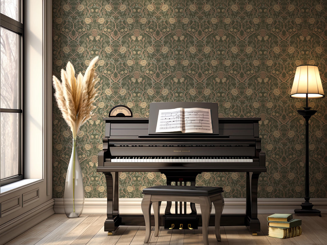 Winslow Floral Wallpaper – Beige, Cream, Pale-pink & Sage-green