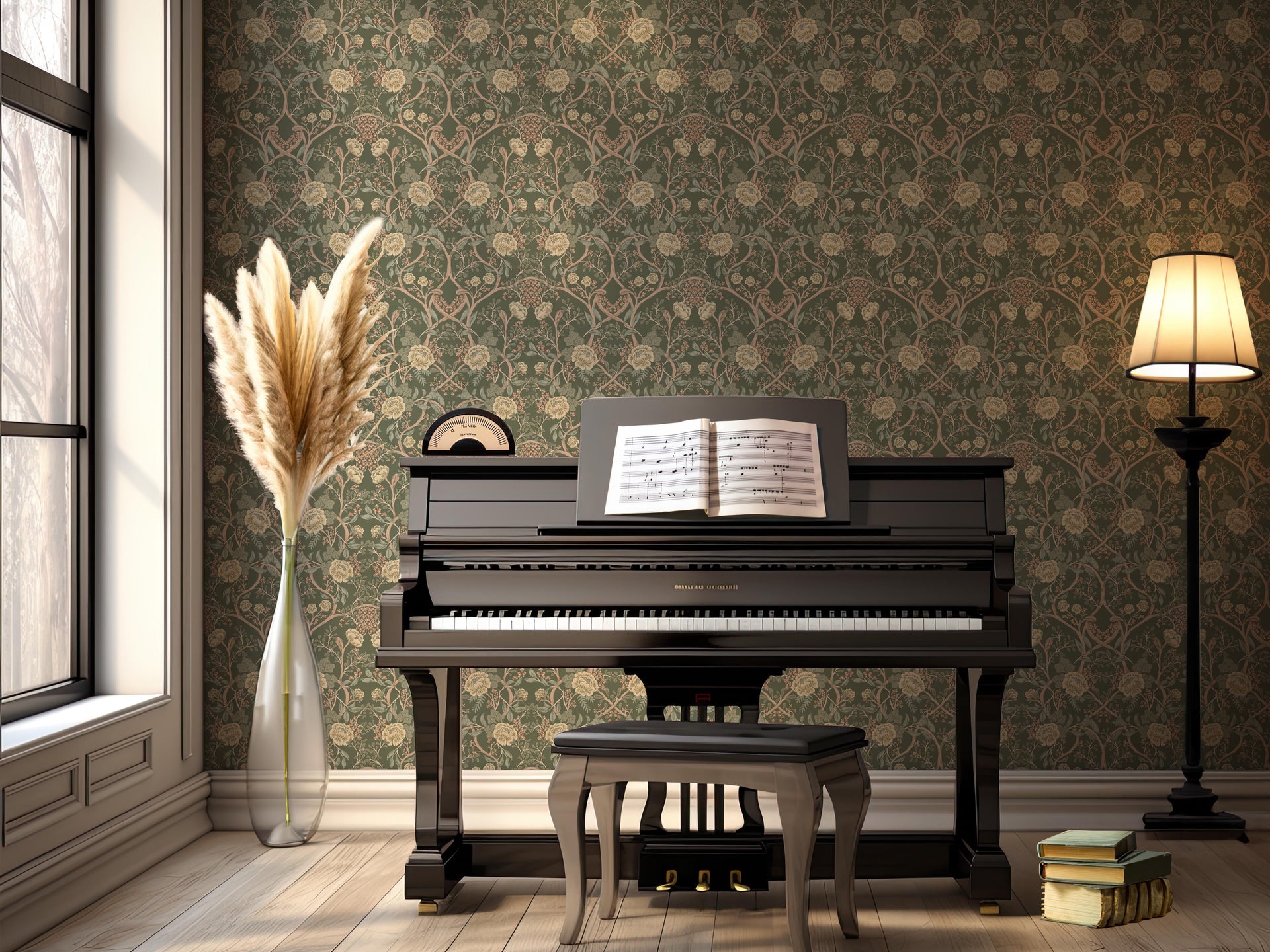 Winslow Floral Wallpaper – Beige, Cream, Pale-pink & Sage-green