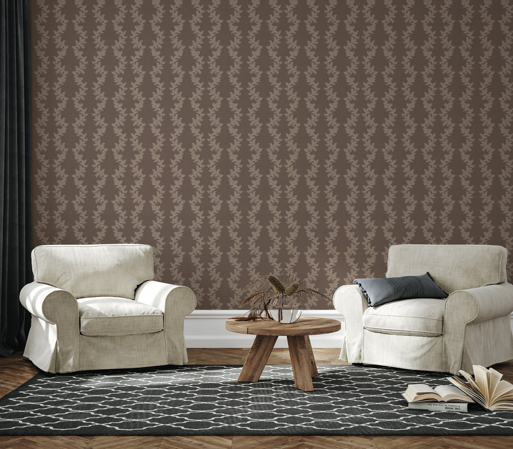 Linden Traditional Transitional Wallpaper in Grey and Taupe