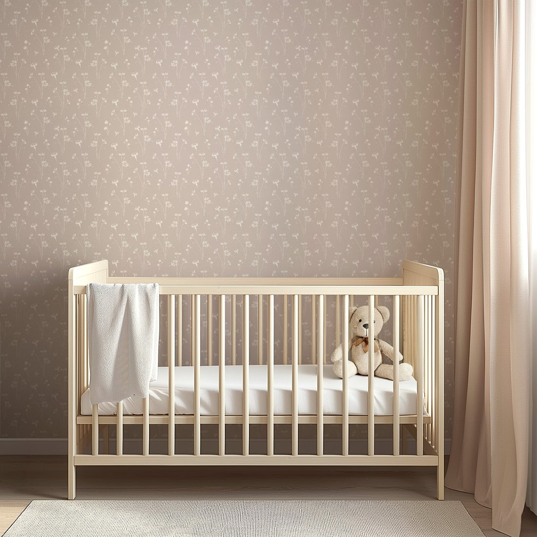 Madison Floral Dusty-Rose and White Removable Wallpaper
