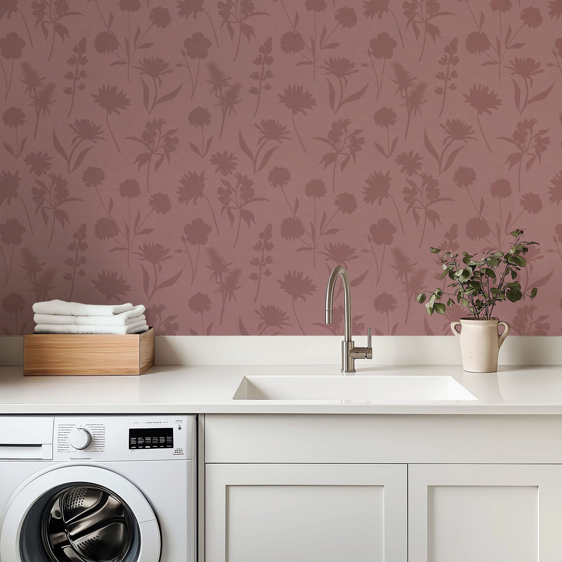 Gwyneth Botanical Floral Peel and Stick Wallpaper in Green and Beige