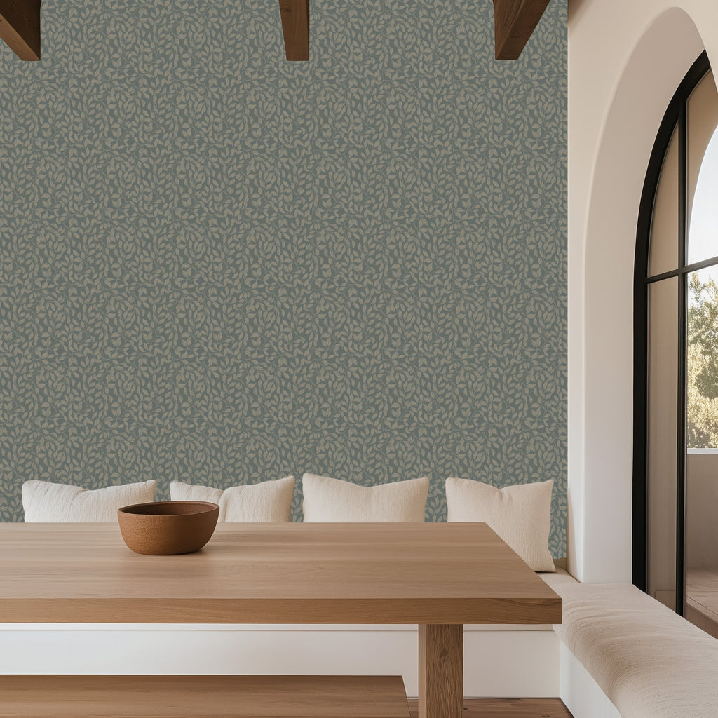 Waylon Floral Wallpaper in Green, Cream and Grey