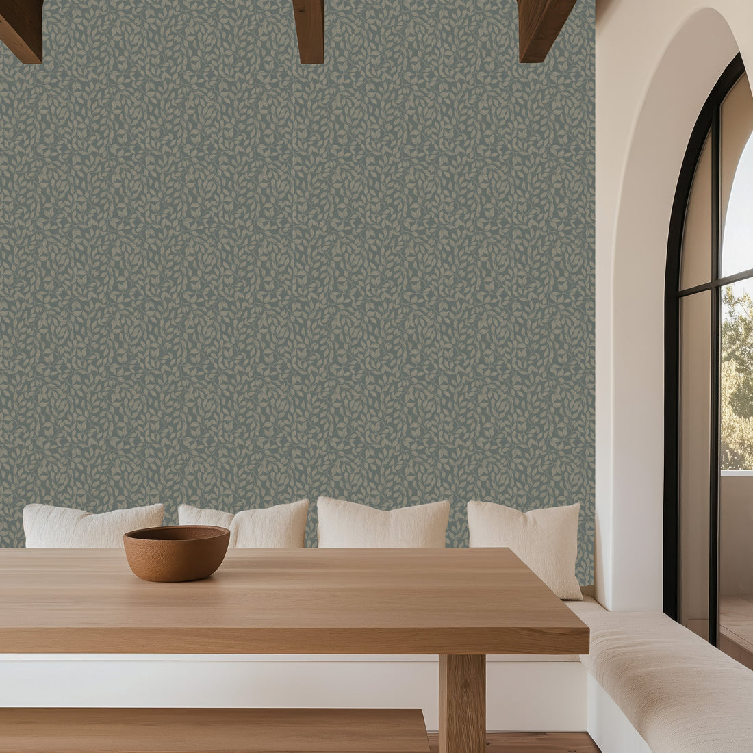 Waylon Floral Wallpaper in Green, Cream and Grey