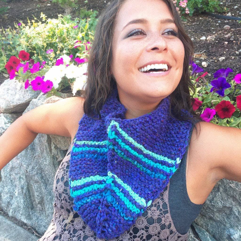 Handkerchief Cowl Knitting Pattern: Bohemian Purple & Blue Knit