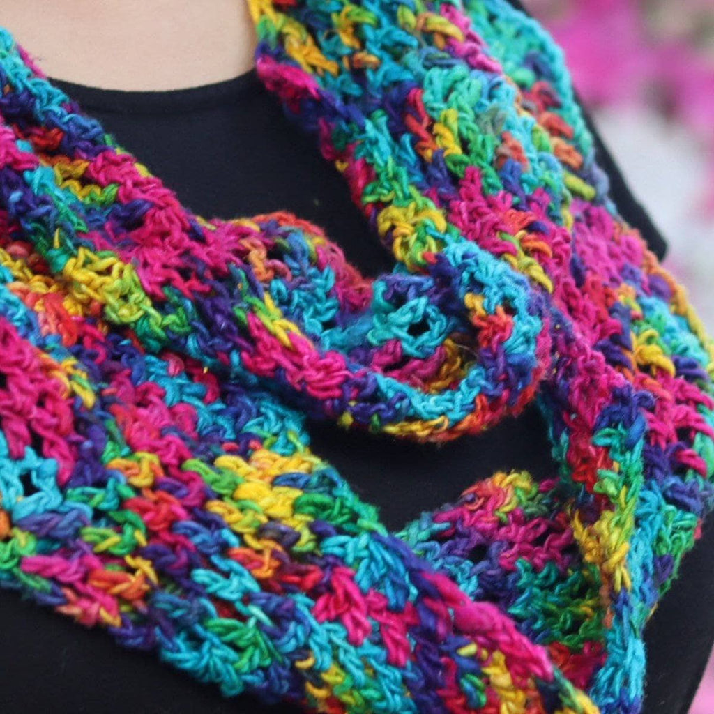 Ripple Infinity Scarf Crochet Pattern with Silk Worsted Weight Yarn