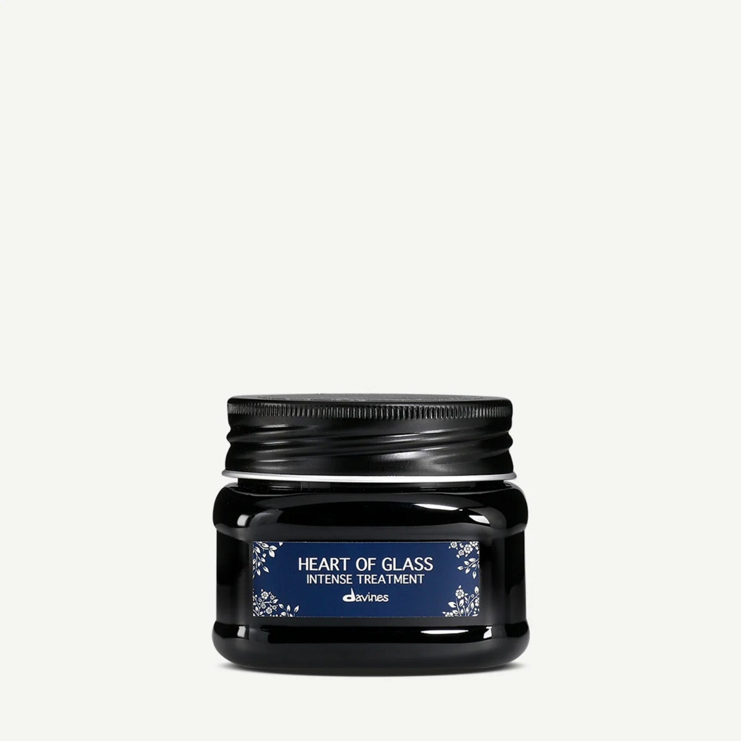 Davines Heart of Glass Intense Treatment 150mL jar in glossy black and navy blue packaging