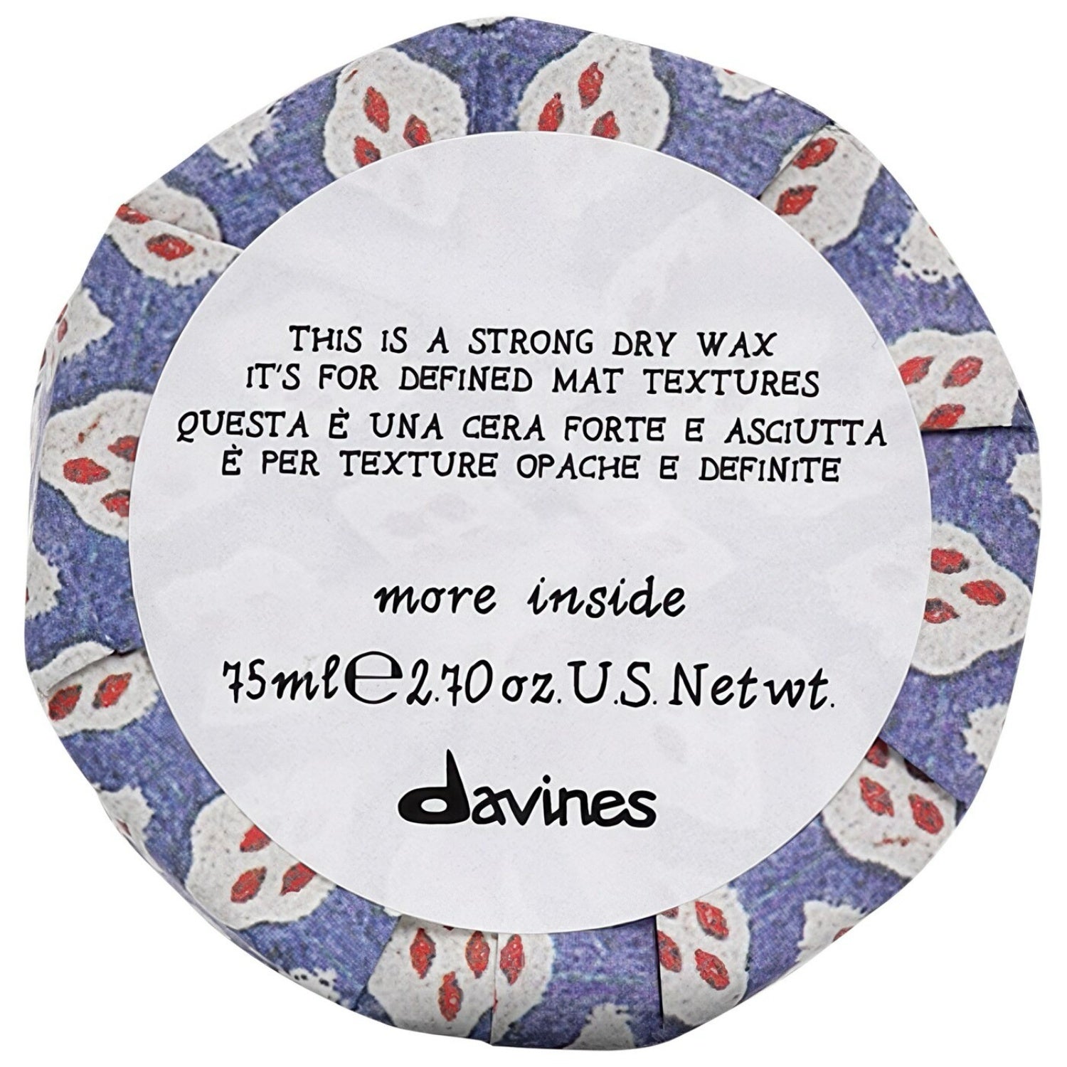 75mL container of Davines This Is a Strong Dry Wax featuring minimalist gold and blue branding.
