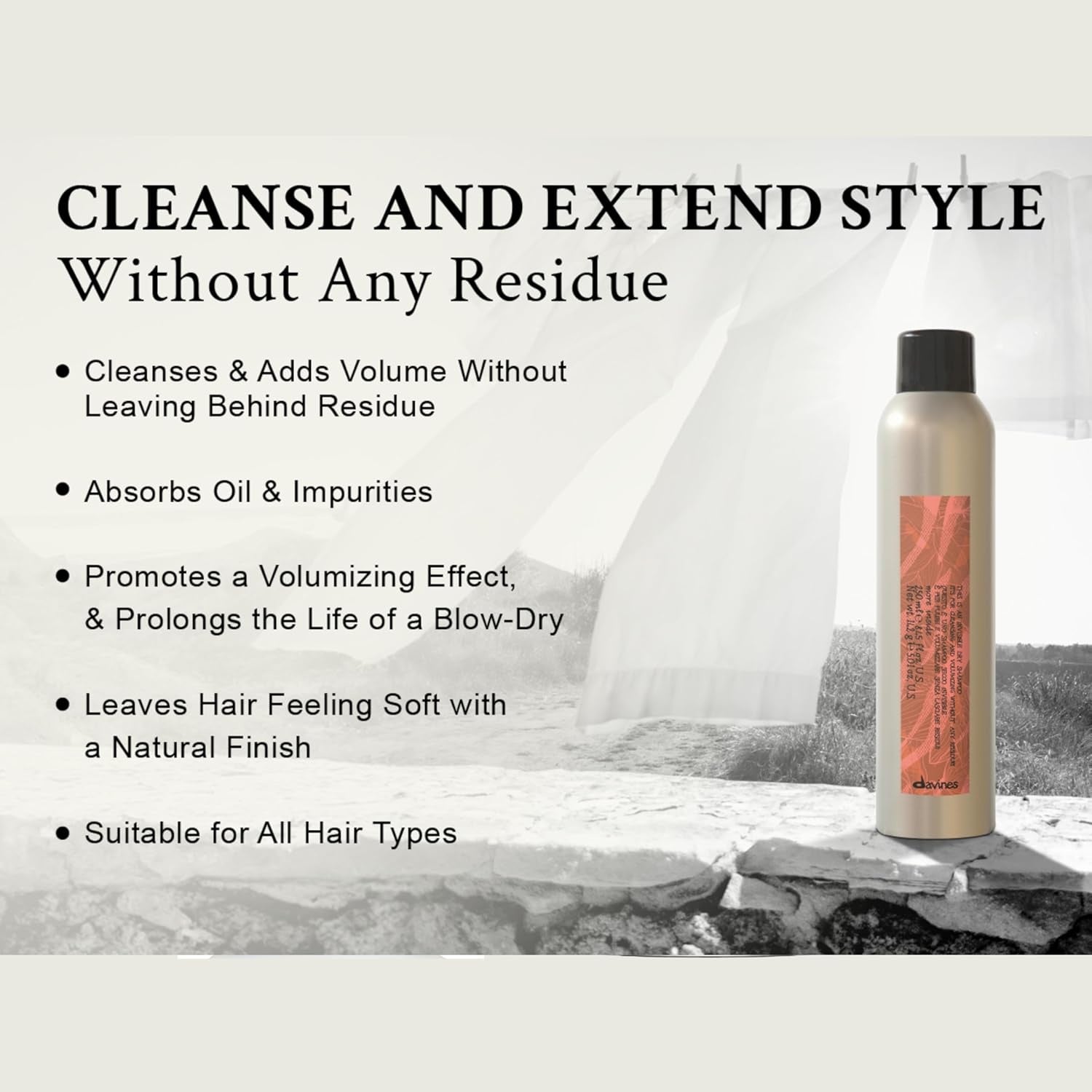 Invisible Dry Shampoo Spray for Fresh Voluminous Hair 250 mL