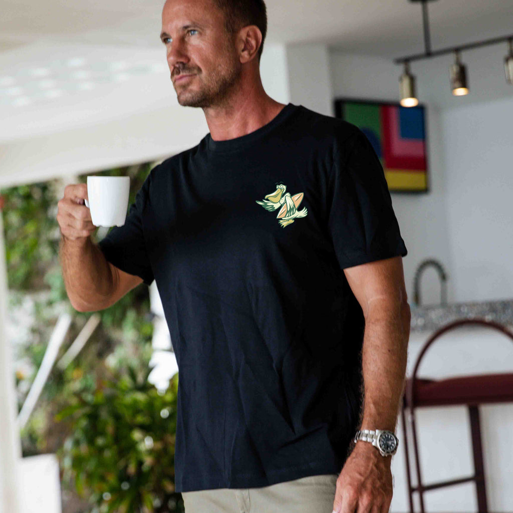 Black Hawaiian Graphic Tee: More Surf Less Work Cotton T-Shirt