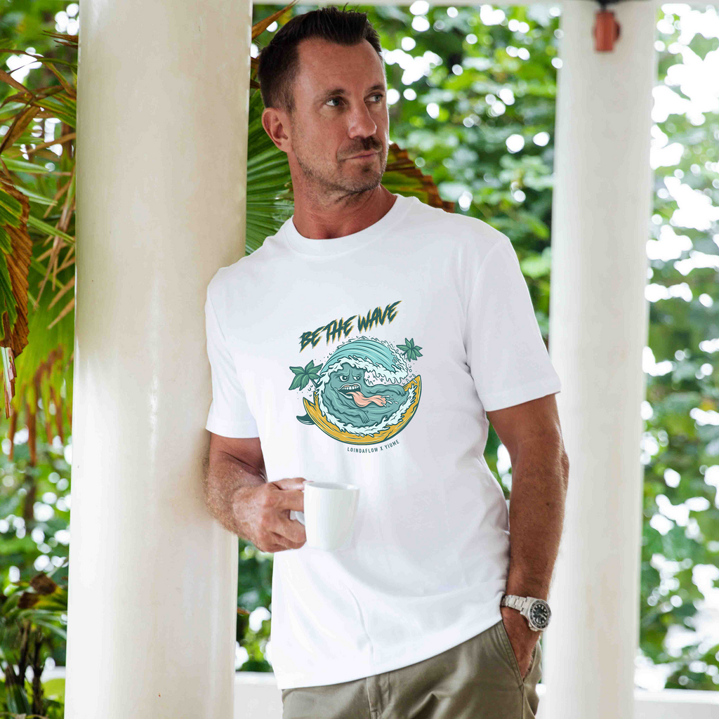 Be The Wave Graphic Crew Neck Tee in White - 100% Cotton