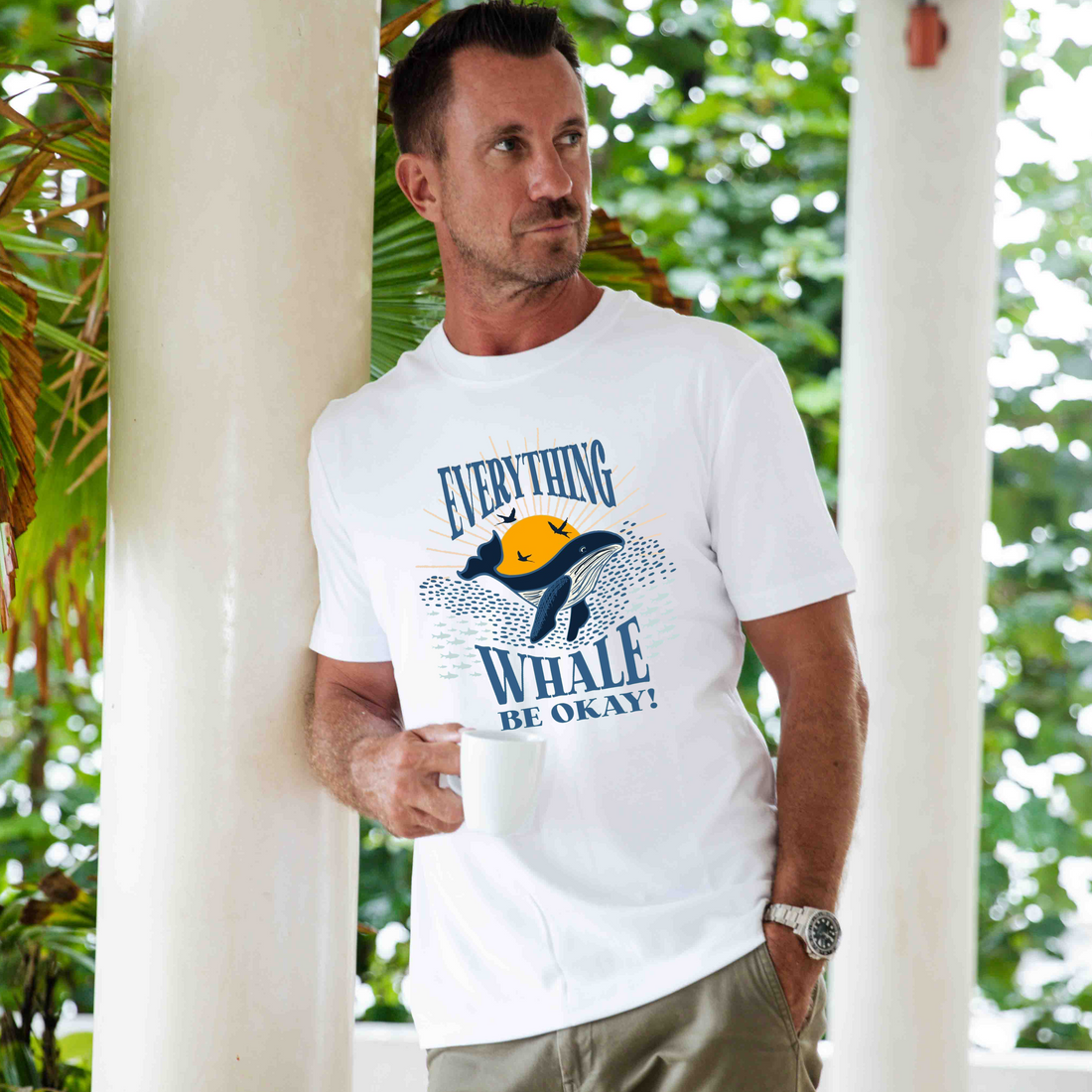 Sunset Whale Chorus Graphic Tee – 100% Cotton Crew Neck