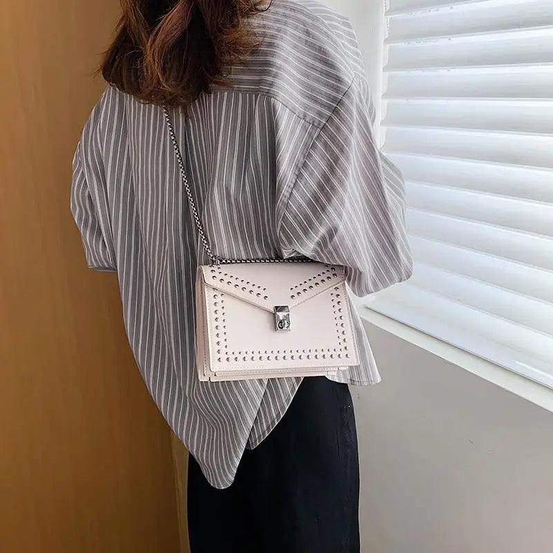 Dazzling Rivet Detail Shoulder Bag for Girls and Teens