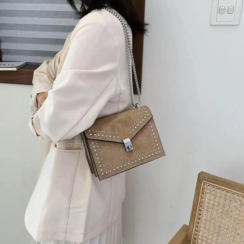 Dazzling Rivet Detail Shoulder Bag for Girls and Teens