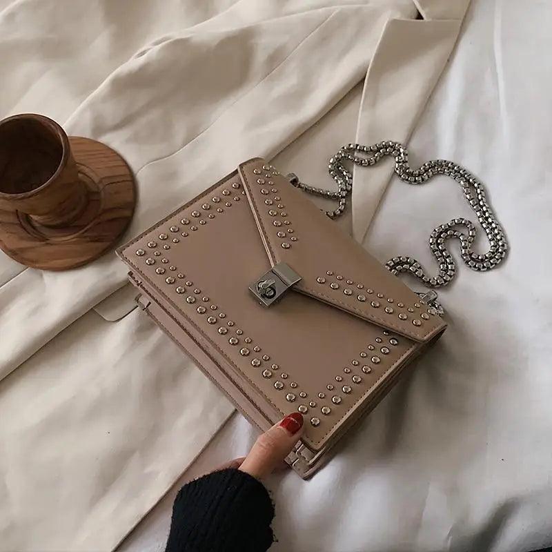 Dazzling Rivet Detail Shoulder Bag for Girls and Teens
