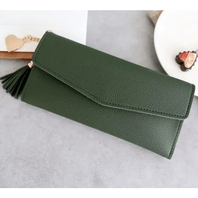 Dazzling Long Clutch Wallet with Tassel, Card Holder and Coin Pocket