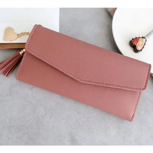Dazzling Long Clutch Wallet with Tassel, Card Holder and Coin Pocket