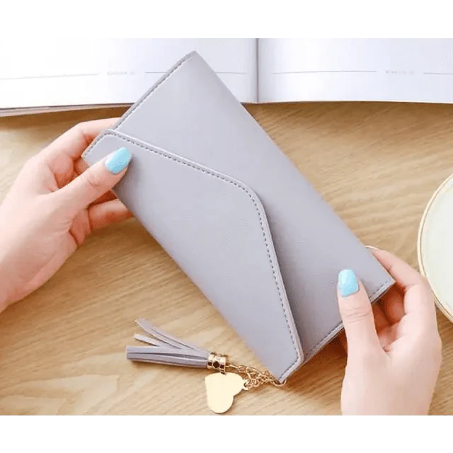 Dazzling Long Clutch Wallet with Tassel, Card Holder and Coin Pocket
