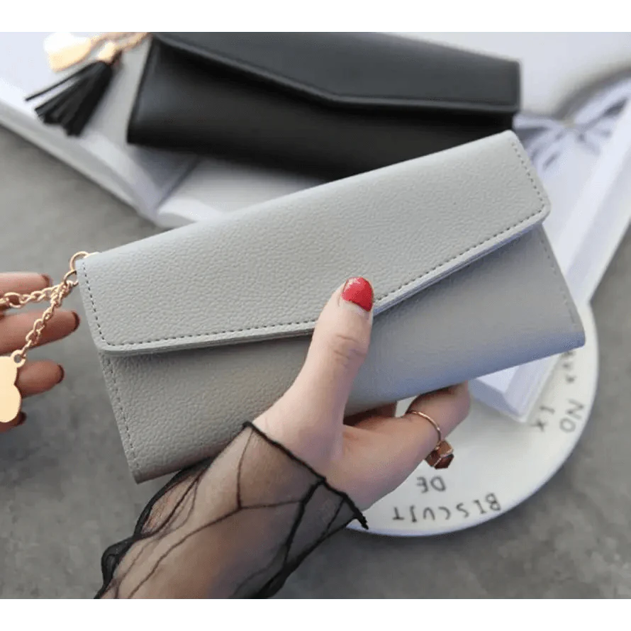 Dazzling Long Clutch Wallet with Tassel, Card Holder and Coin Pocket
