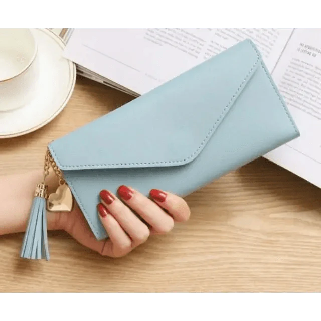Dazzling Long Clutch Wallet with Tassel, Card Holder and Coin Pocket