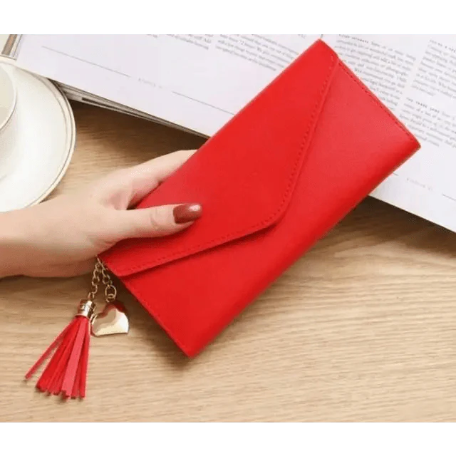 Dazzling Long Clutch Wallet with Tassel, Card Holder and Coin Pocket