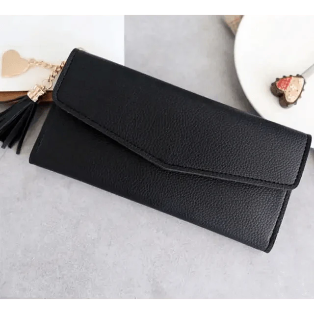 Dazzling Long Clutch Wallet with Tassel, Card Holder and Coin Pocket
