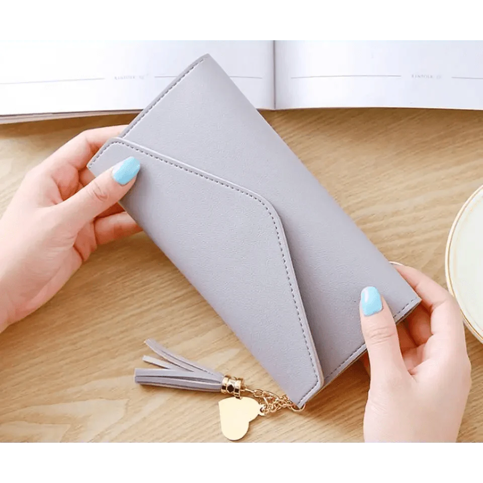 Dazzling Long Clutch Wallet with Tassel, Card Holder and Coin Pocket