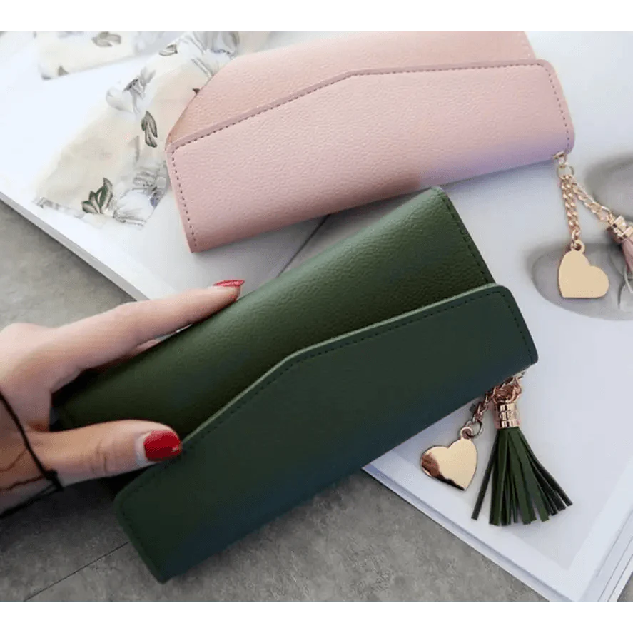 Dazzling long clutch wallet with tassel, card holder, and coin pocket by Stevvex