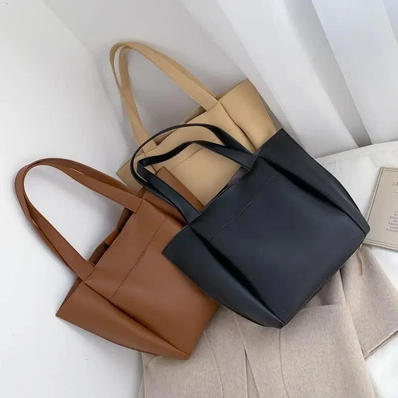 Large Capacity PU Leather Shoulder Bag for Teens and Young Ladies